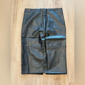 Zara faux leather black midi skirt small s